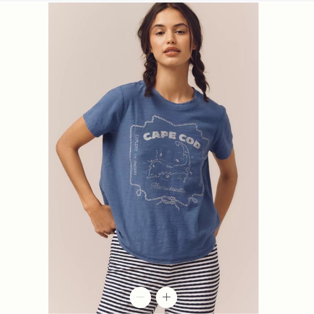 Anthropologie Bennie Printed- Slub Crew Neck Tee by Pilcro